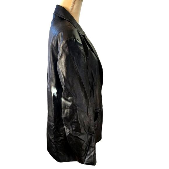 Zara Women's Black Oversized Faux Leather 2 Button Blazer Jacket Size Medium - Picture 4 of 7